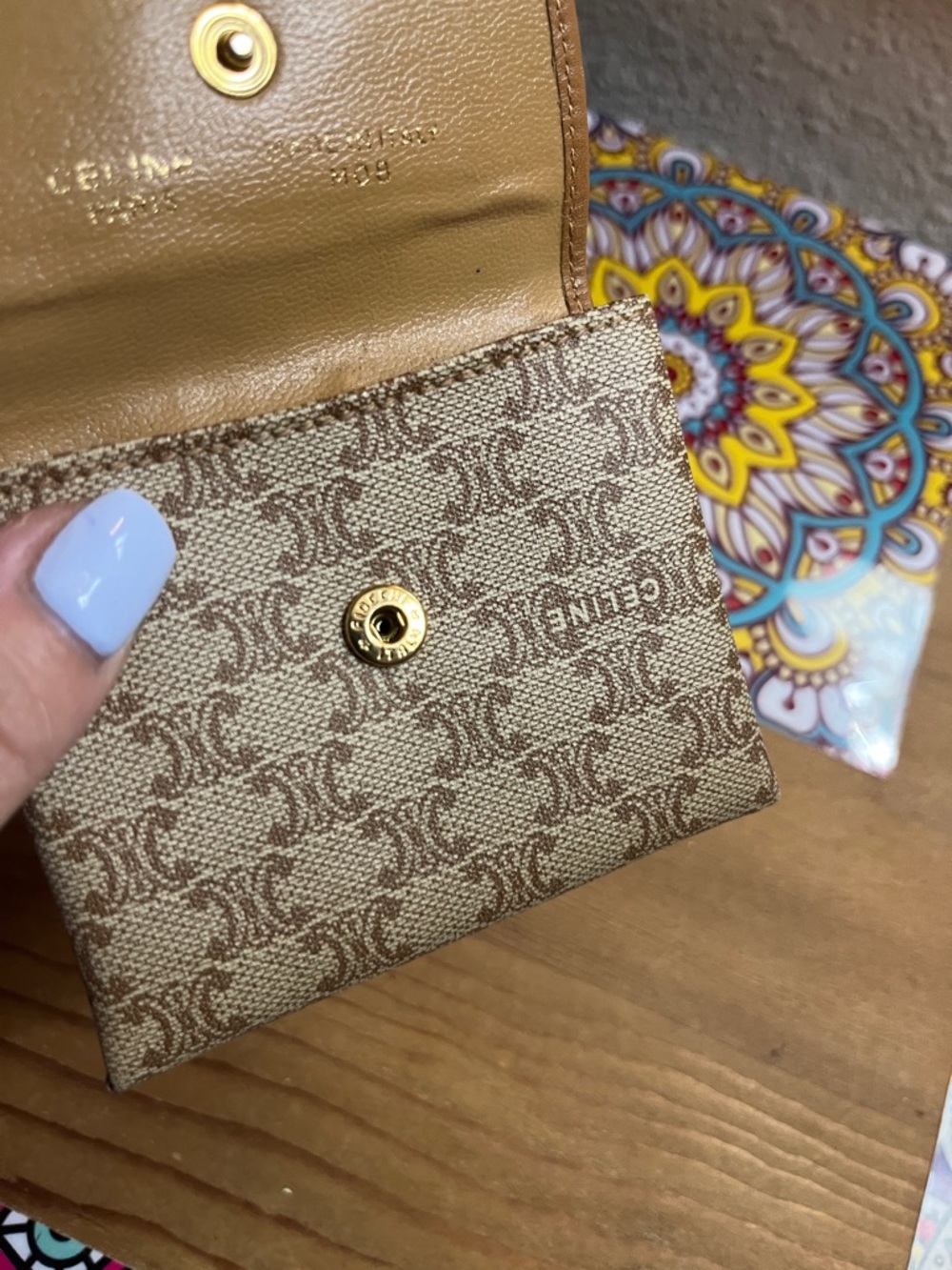 Celine Tan Leather & Brown Monogram Coin Pouch - Picture 4 of 10
